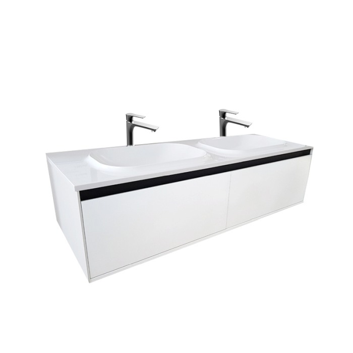 Set mobilier suspendat si lavoar Kolpasan, Pandora, 110 cm, alb lucios [1]