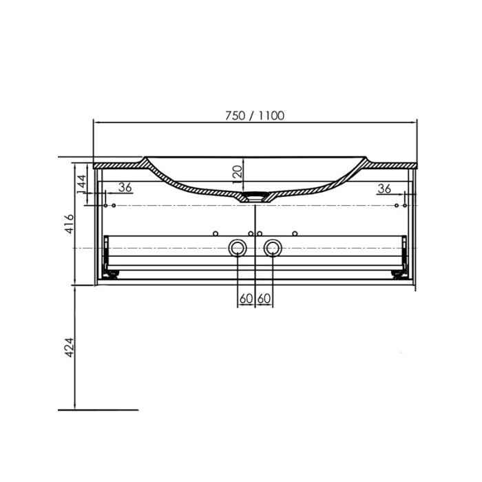 Set mobilier suspendat si lavoar Kolpasan, Pandora, 110 cm, alb lucios [3]