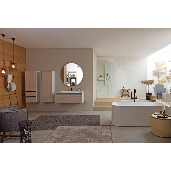 Set mobilier suspendat si lavoar Kolpasan, Pandora, 110 cm, lemn natur [5]