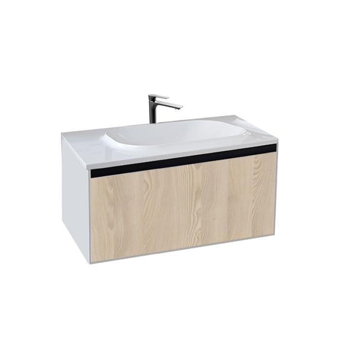 Set mobilier suspendat si lavoar Kolpasan, Pandora, 110 cm, lemn natur [1]