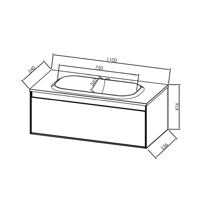 Set mobilier suspendat si lavoar Kolpasan, Pandora, 110 cm, lemn natur [2]
