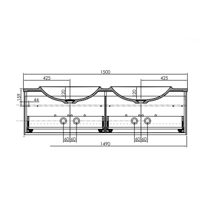 Set mobilier suspendat si lavoar Kolpasan, Pandora, 150 cm, black stone [3]