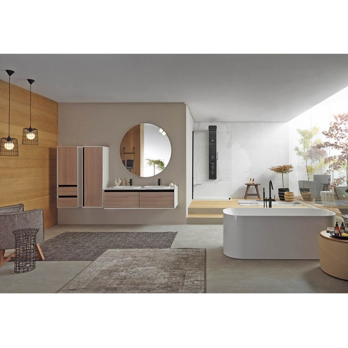 Set mobilier suspendat si lavoar Kolpasan, Pandora, 150 cm, lemn natur [5]