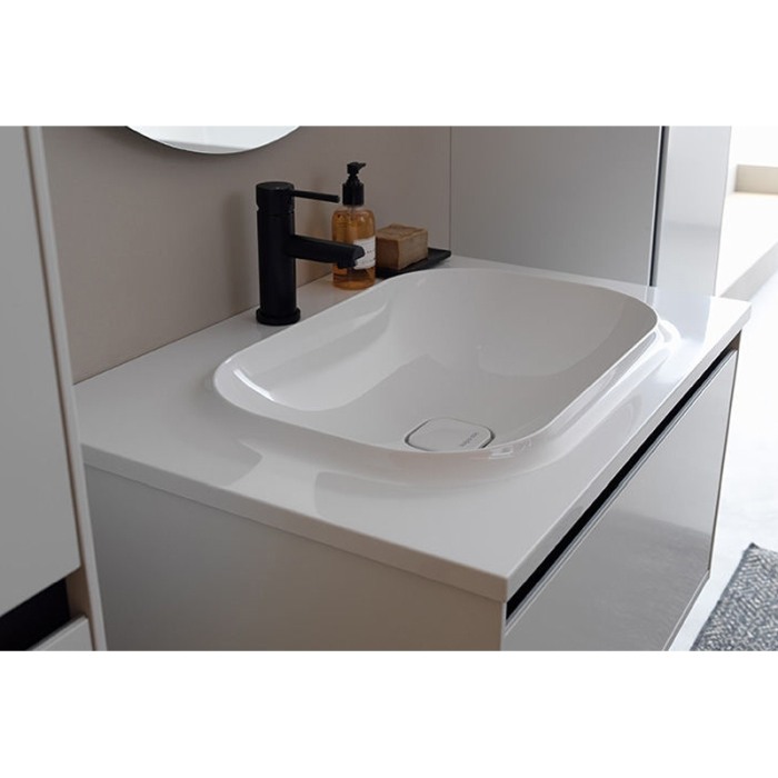 Set mobilier suspendat si lavoar Kolpasan, Pandora, 75 cm, alb [1]