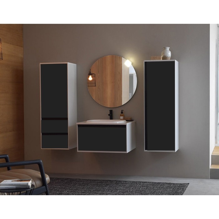 Set mobilier suspendat si lavoar Kolpasan, Pandora, 75 cm, black stone [5]