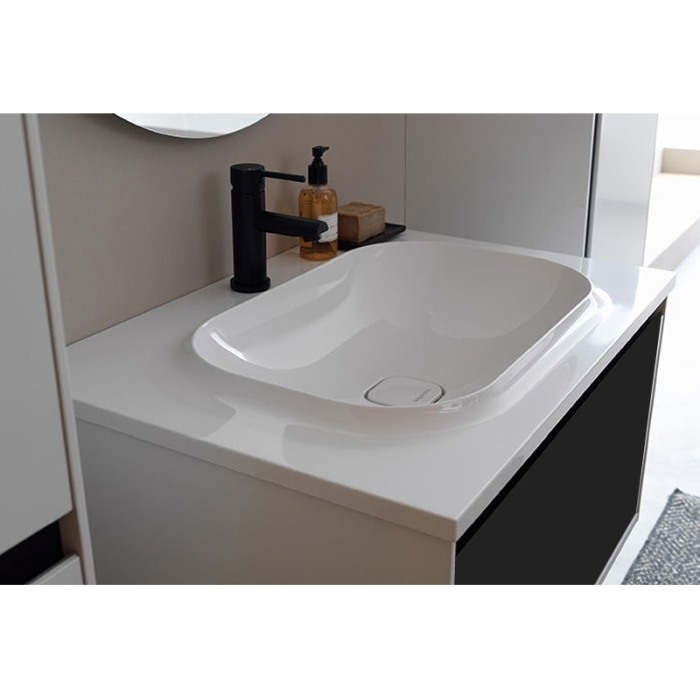 Set mobilier suspendat si lavoar Kolpasan, Pandora, 75 cm, black stone [1]