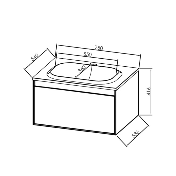 Set mobilier suspendat si lavoar Kolpasan, Pandora, 75 cm, lemn natur [2]