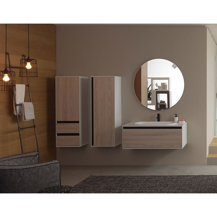 Set mobilier suspendat si lavoar Kolpasan, Pandora, 75 cm, lemn natur [5]
