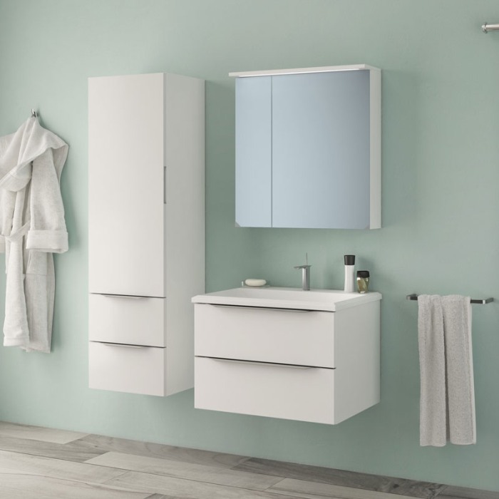 Set mobilier suspendat si lavoar Kolpasan, Tara, 71 cm, alb mat [5]
