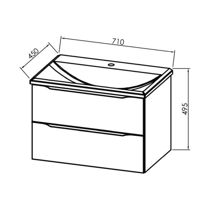 Set mobilier suspendat si lavoar Kolpasan, Tara, 71 cm, alb mat [3]