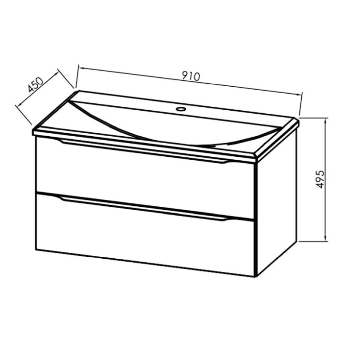 Set mobilier suspendat si lavoar Kolpasan, Tara, 91 cm, alb mat [2]