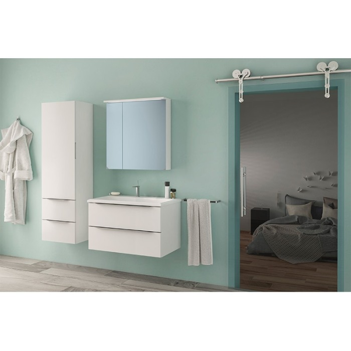 Set mobilier suspendat si lavoar Kolpasan, Tara, 91 cm, alb mat [4]