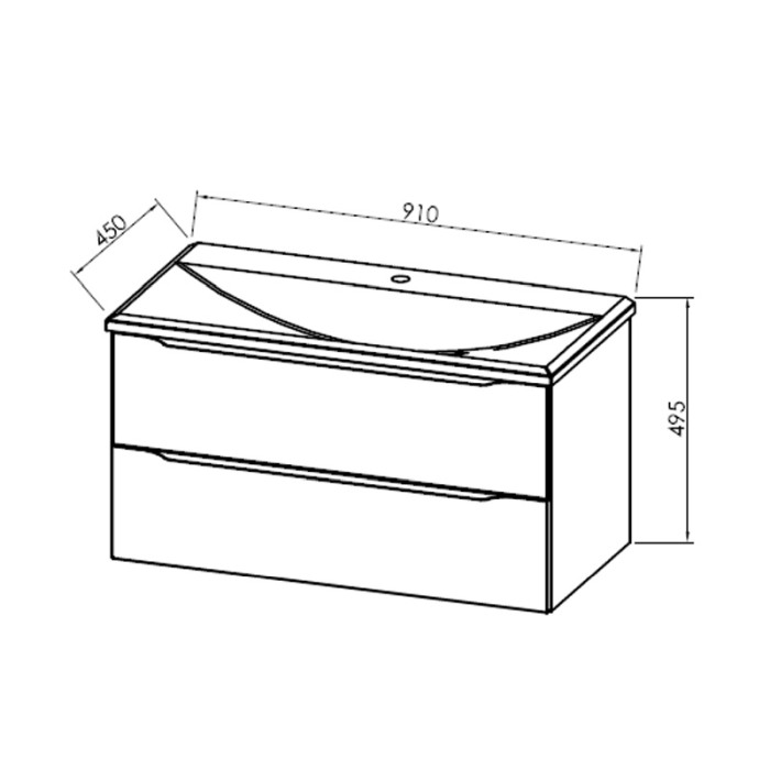 Set mobilier suspendat si lavoar Kolpasan, Tara, 91 cm, craft wood [2]