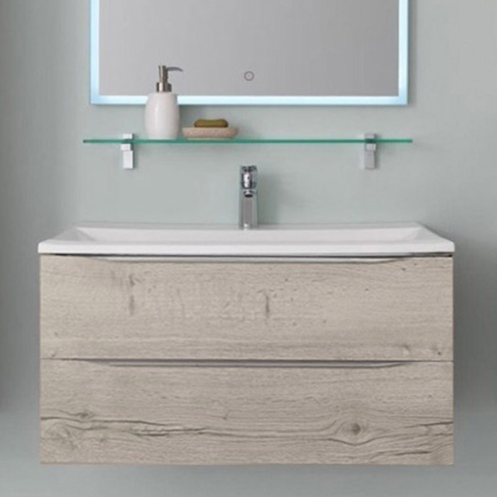 Set mobilier suspendat si lavoar Kolpasan, Tara, 91 cm, craft wood [3]