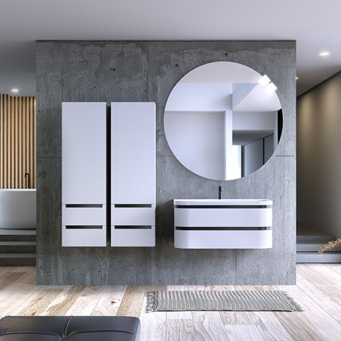 Set mobilier suspendat si lavoar, Kolpasan, Vittoria, 100 cm, alb mat [3]