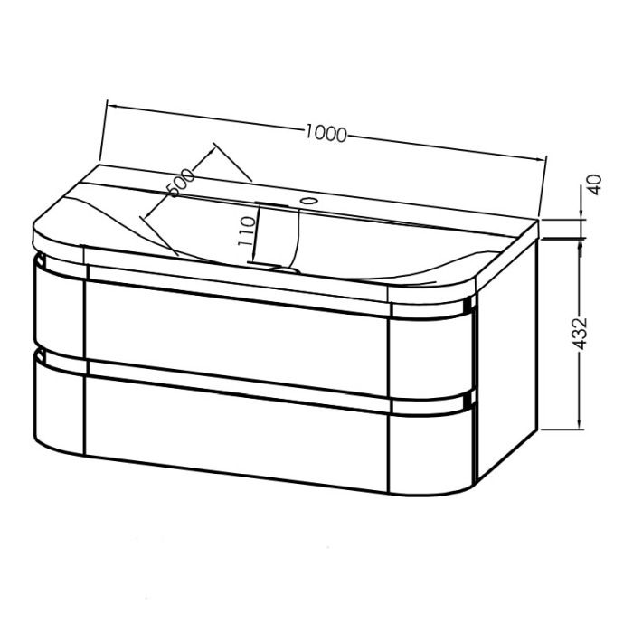 Set mobilier suspendat si lavoar, Kolpasan, Vittoria, 100 cm, bej [2]