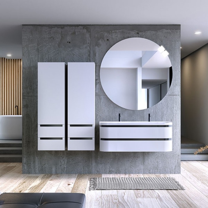 Set mobilier suspendat si lavoar, Kolpasan, Vittoria, 120 cm, alb mat [3]