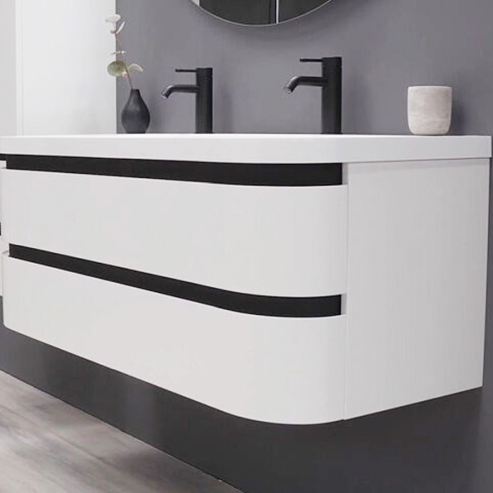Set mobilier suspendat si lavoar, Kolpasan, Vittoria, 120 cm, alb mat [4]