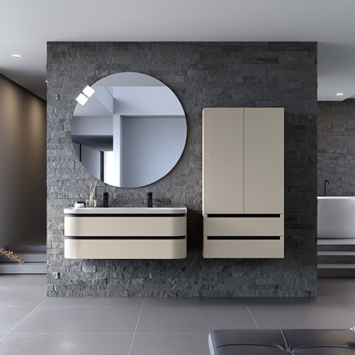 Set mobilier suspendat si lavoar, Kolpasan, Vittoria, 120 cm, beige mat [3]