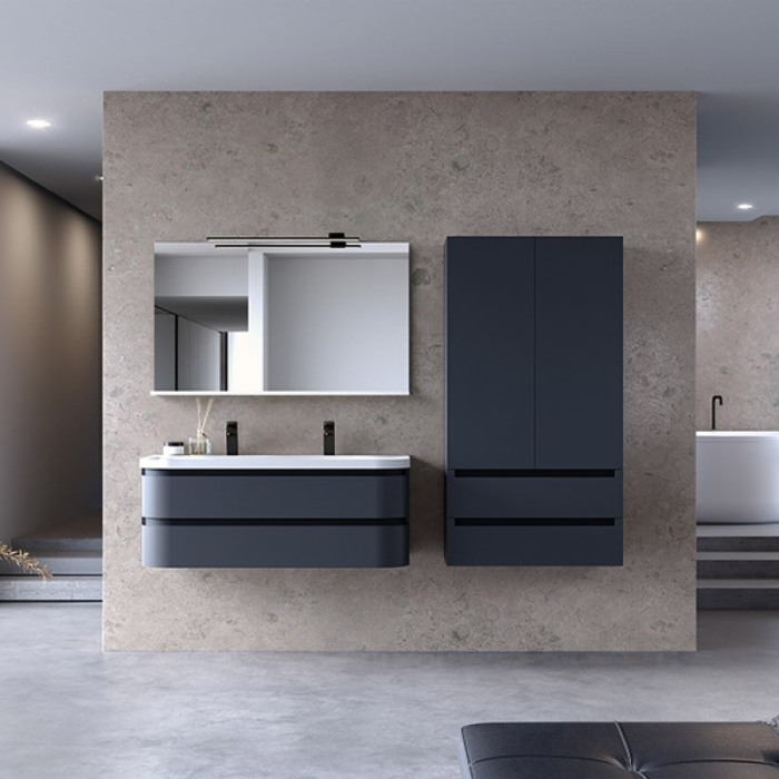 Set mobilier suspendat si lavoar, Kolpasan, Vittoria, 120 cm, gri inchis [3]
