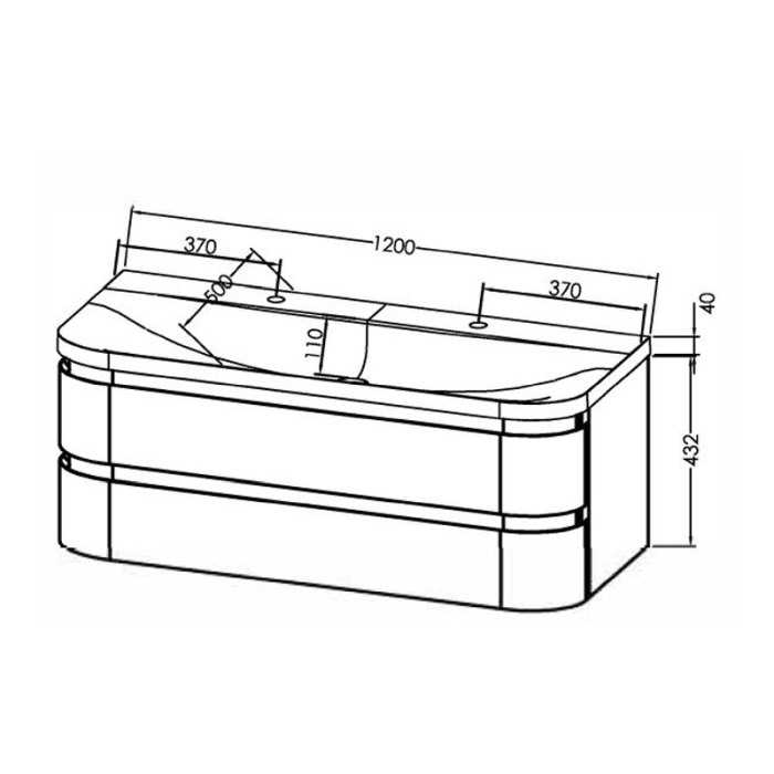 Set mobilier suspendat si lavoar, Kolpasan, Vittoria, 120 cm, gri inchis [2]