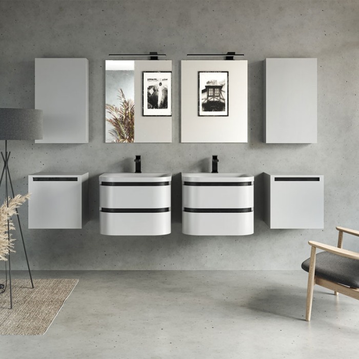 Set mobilier suspendat si lavoar, Kolpasan, Vittoria, 60 cm, alb mat [3]