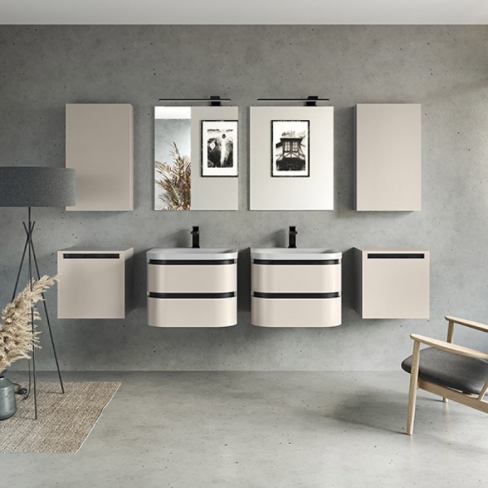 Set mobilier suspendat si lavoar, Kolpasan, Vittoria, 60 cm, beige mat [3]