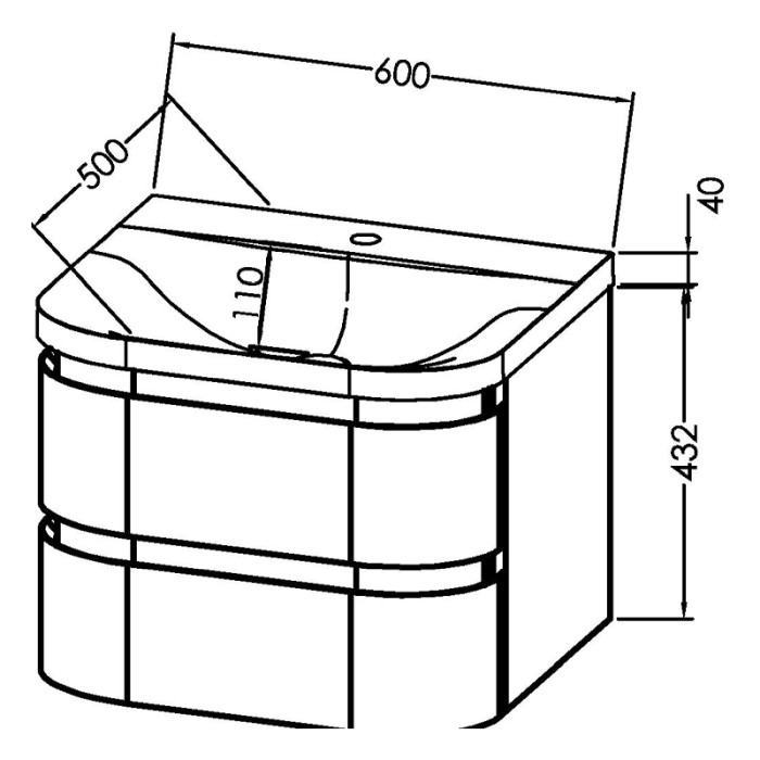 Set mobilier suspendat si lavoar, Kolpasan, Vittoria, 60 cm, gri inchis mat [2]