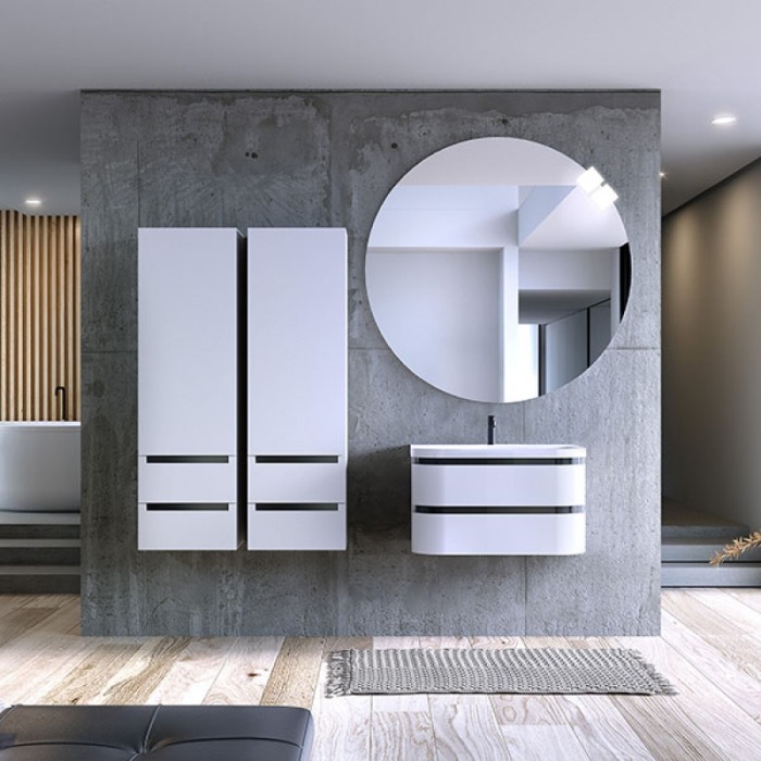 Set mobilier suspendat si lavoar, Kolpasan, Vittoria, 80 cm, alb mat [3]
