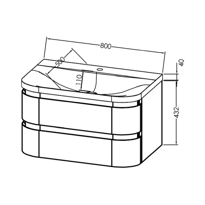 Set mobilier suspendat si lavoar, Kolpasan, Vittoria, 80 cm, gri inchis [2]
