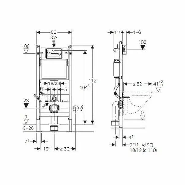 Set rezervor WC cu cadru incastrat Geberit Duofix cu set fixare si clapeta alba Delta20 [2]