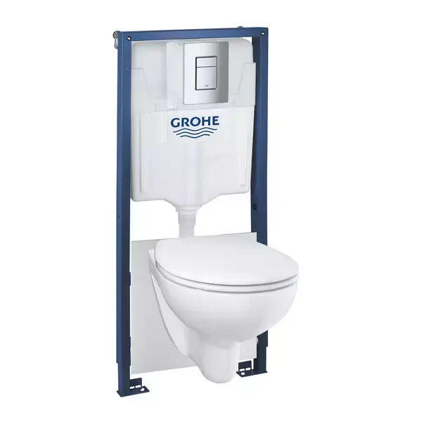 Set rezervor WC Grohe Solido 5 in 1 si clapeta crom Skate Cosmopolitan plus vas WC Bau Ceramic cu capac softclose [1]