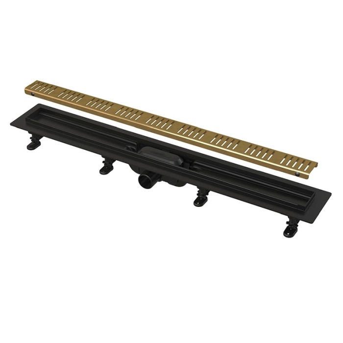 Set rigola de dus, Alcadrain, Simple, cu gratar, 55 cm, auriu APZ10BLACK-550BRASS [1]