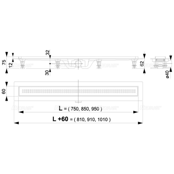 Set rigola de dus, AlcaPlast, Simple, cu capac, 65 cm [2]