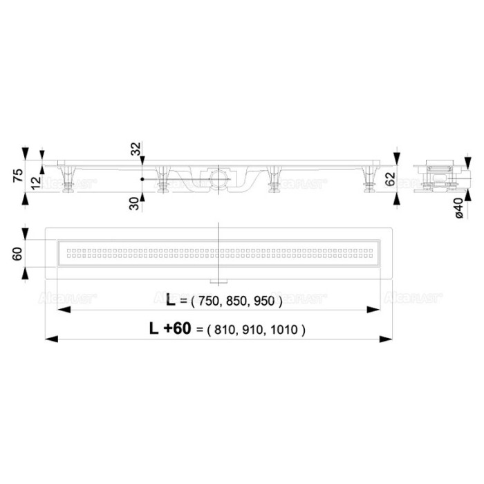 Set rigola de dus, AlcaPlast, Simple, cu capac, 85 cm [2]