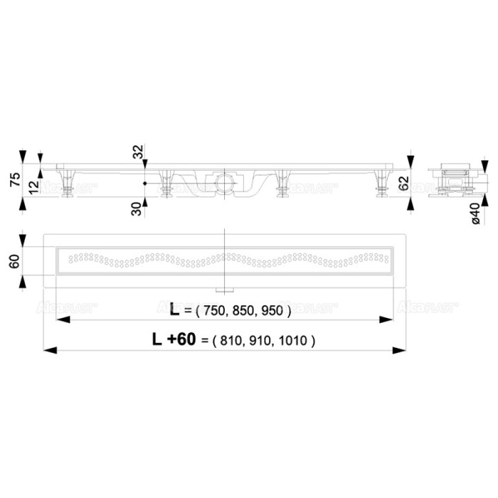Set rigola de dus, AlcaPlast, Simple, cu capac, 85 cm [2]