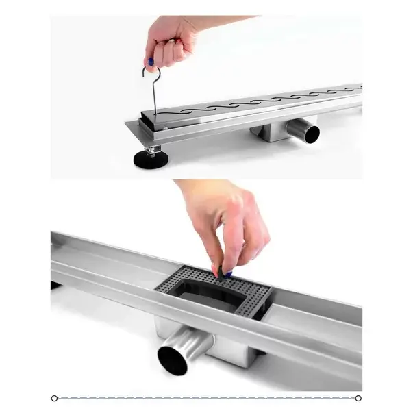 Set rigola pentru dus plus capac 100 cm Rea Bubble inox [4]