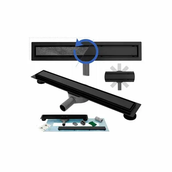 Set rigola pentru dus plus capac 100 cm Rea Neo Pro 2 in 1 negru [1]