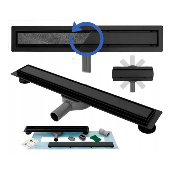 Set rigola pentru dus plus capac 50 cm Rea Neo Pro 2 in 1 negru [3]