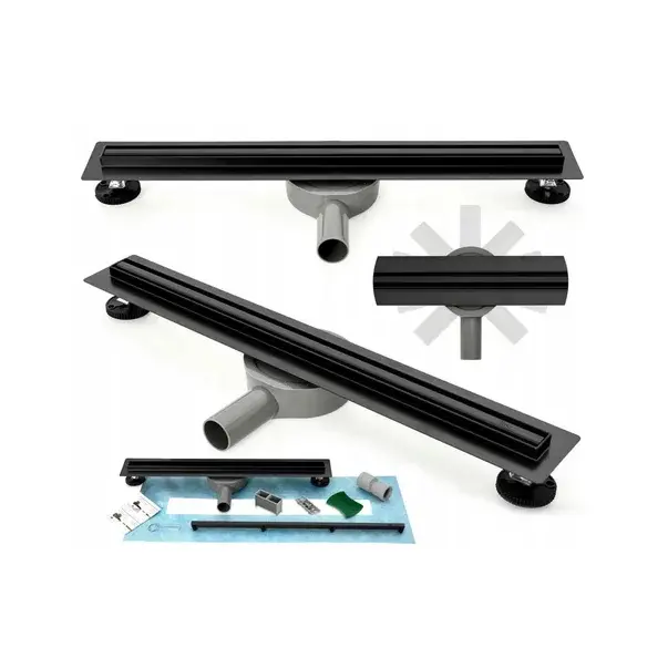 Set rigola pentru dus plus capac 50 cm Rea Neo Slim Pro negru [5]