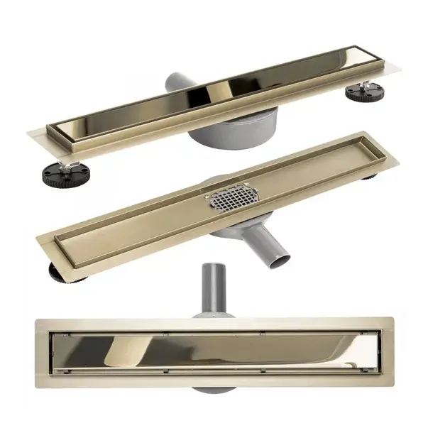 Set rigola pentru dus plus capac 80 cm Rea Neo Pure Mirror Pro auriu [1]