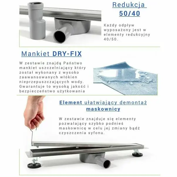 Set rigola pentru dus plus capac 80 cm Rea Pure Neo Pro Inox [10]