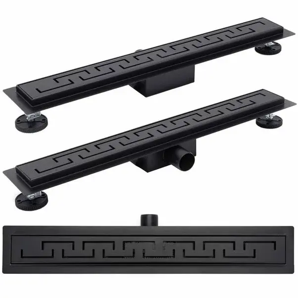 Set rigola pentru dus plus capac 90 cm Rea Greek Negru Mat [1]
