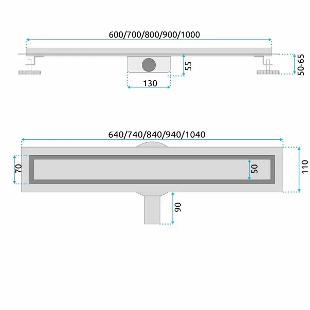 Set rigola pentru dus plus capac auriu periat Rea Neox Pro 70 cm [8]