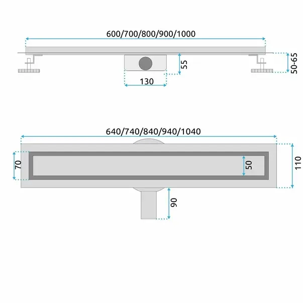 Set rigola pentru dus plus capac auriu periat Rea Neox Pro 80 cm [8]