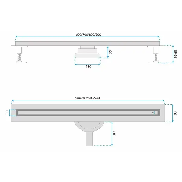 Set rigola pentru dus plus capac auriu periat Rea Neox Slim Pro 80 cm [8]