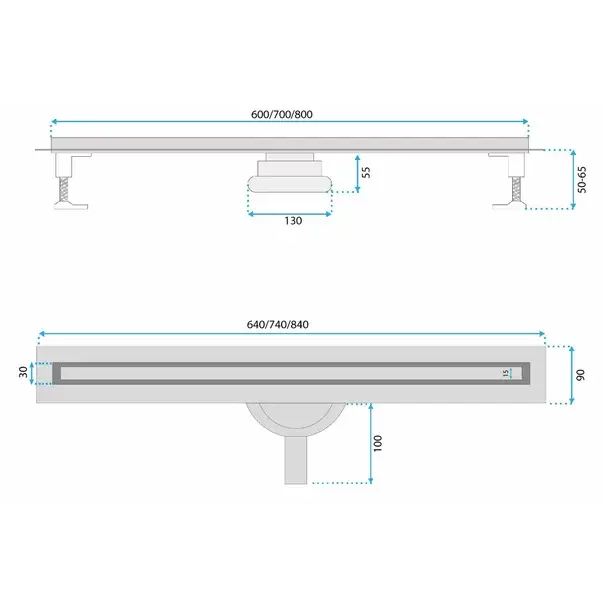Set rigola pentru dus plus capac auriu Rea Neox Slim Pro 80 cm [8]