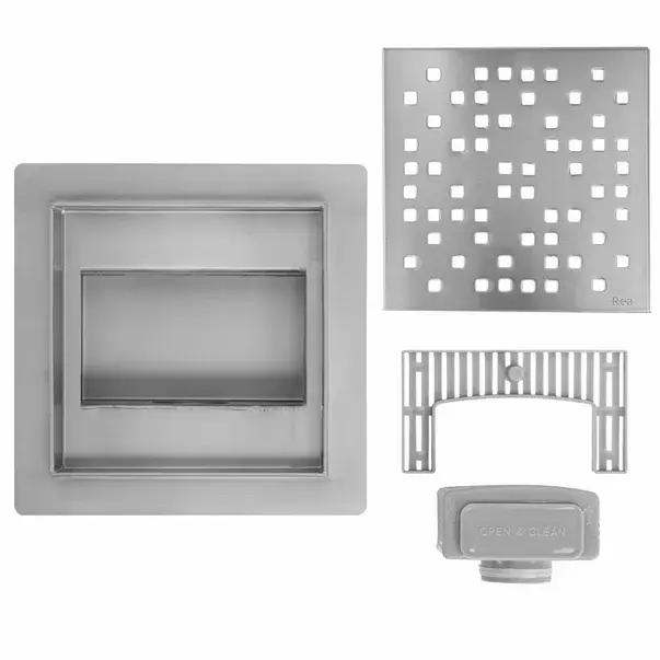Set rigola pentru dus plus capac inox periat Rea Dots 15 cm [5]