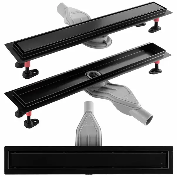 Set rigola pentru dus plus capac negru Rea Neox Superflow 90 cm [1]