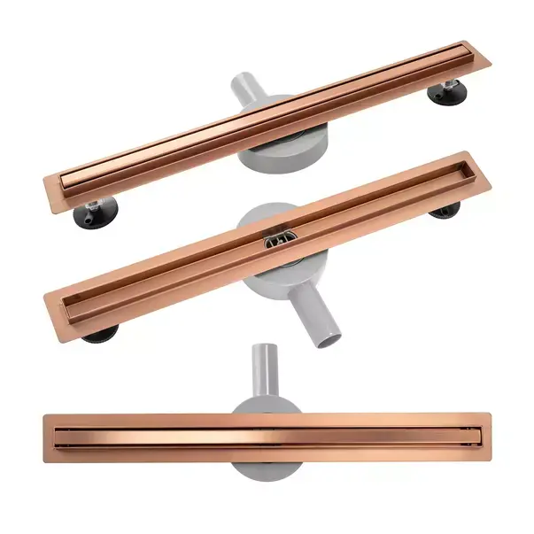 Set rigola pentru dus plus capac Rea Neo Pure Slim finisaj cupru periat 80 cm [1]